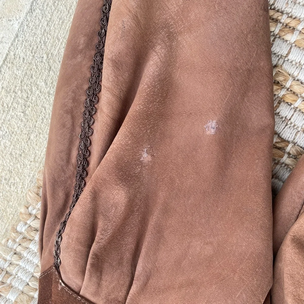 Vintage Winlit Leather Jacket Boho Patchwork Western Distressed Brown 90s - Picture 12 of 14